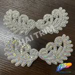 Angel Wing Beaded Rhinestone Applique (sold by pair), RA-256