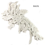 SALE! Flower Beaded Rhinestone Motif Applique on Lace (Sold by Pair), RA-300