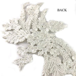 SALE! Flower Beaded Rhinestone Motif Applique on Lace (Sold by Pair), RA-300