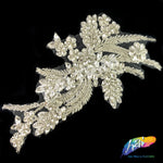 SALE! Flower Beaded Rhinestone Motif Applique on Lace (Sold by Pair), RA-300