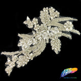 SALE! Flower Beaded Rhinestone Motif Applique on Lace (Sold by Pair), RA-300
