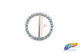 2" Round Rhinestone Buckle with Bar, RB-001