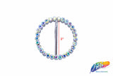 2" Round Rhinestone Buckle with Bar, RB-001