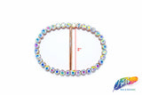 2" Oval Rhinestone Buckle with Bar, RB-002