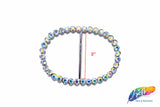 2" Oval Rhinestone Buckle with Bar, RB-002