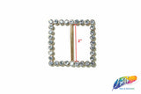 2" Square Rhinestone Buckle with Bar, RB-003