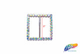 2" Square Rhinestone Buckle with Bar, RB-003