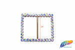 2" Rectangle Rhinestone Buckle with Bar, RB-004