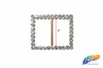 2" Rectangle Rhinestone Buckle with Bar, RB-004