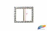 2" Rectangle Rhinestone Buckle with Bar, RB-004