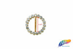 1 1/2" Round Rhinestone Buckle with Bar, RB-005