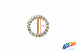 1 1/2" Round Rhinestone Buckle with Bar, RB-005