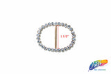 1 1/2" Oval Rhinestone Buckle with Bar, RB-006