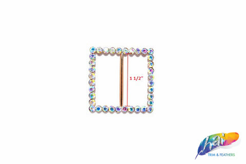 1 1/2" Square Rhinestone Buckle with Bar, RB-007