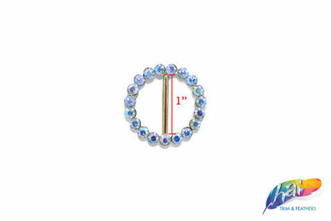 1" Round Rhinestone Buckle with Bar, RB-009