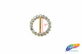 1" Round Rhinestone Buckle with Bar, RB-009