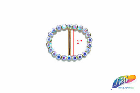 1" Oval Rhinestone Buckle with Bar, RB-010