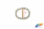 1" Oval Rhinestone Buckle with Bar, RB-010