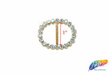 1" Oval Rhinestone Buckle with Bar, RB-010