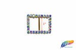 1" Rectangle Rhinestone Buckle with Bar, RB-012