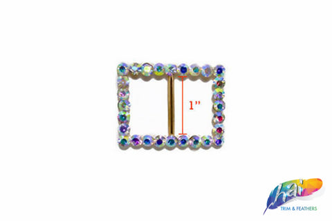 1" Rectangle Rhinestone Buckle with Bar, RB-012