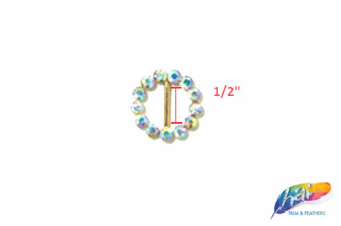 1/2" Round Rhinestone Buckle with Bar, RB-013