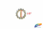 1/2" Round Rhinestone Buckle with Bar, RB-013