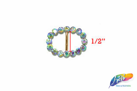 1/2" Oval Rhinestone Buckle with Bar, RB-014