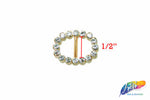 1/2" Oval Rhinestone Buckle with Bar, RB-014