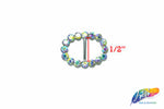 1/2" Oval Rhinestone Buckle with Bar, RB-014