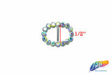 1/2" Oval Rhinestone Buckle with Bar, RB-014