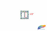 1/2" Square Rhinestone Buckle with Bar, RB-015