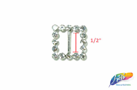 1/2" Square Rhinestone Buckle with Bar, RB-015
