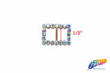 1/2" Rectangle Rhinestone Buckle with Bar, RB-016