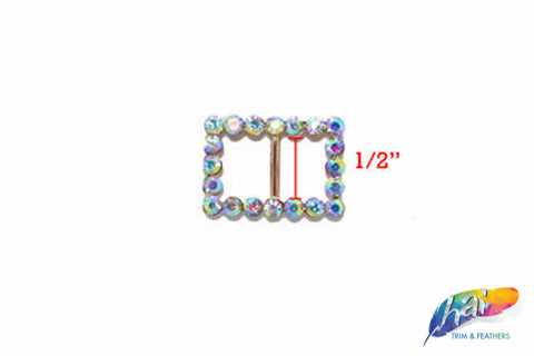 1/2" Rectangle Rhinestone Buckle with Bar, RB-016