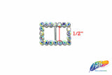 1/2" Rectangle Rhinestone Buckle with Bar, RB-016