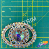 Crystal Oval Rhinestone Buckle with Glass Stone, RB-050