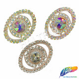 Crystal Oval Rhinestone Buckle with Glass Stone, RB-050