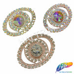 Crystal Oval Rhinestone Buckle with Glass Stone, RB-050