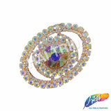 Crystal Oval Rhinestone Buckle with Glass Stone, RB-050
