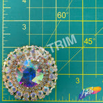 2" Crystal Round Rhinestone Buckle with Glass Stone, RB-051