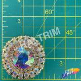 2" Crystal Round Rhinestone Buckle with Glass Stone, RB-051