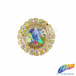 2" Crystal Round Rhinestone Buckle with Glass Stone, RB-051