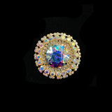 2" Crystal Round Rhinestone Buckle with Glass Stone, RB-051