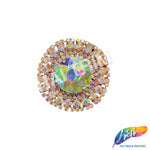 2" Crystal Round Rhinestone Buckle with Glass Stone, RB-051