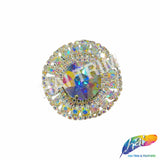 2" Crystal Round Rhinestone Buckle with Glass Stone, RB-051