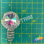 Crystal Rhinestone Buckle with AB Stone and Rhinestone Fringe, RB-052