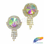 Crystal Rhinestone Buckle with AB Stone and Rhinestone Fringe, RB-052