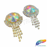 Crystal Rhinestone Buckle with AB Stone and Rhinestone Fringe, RB-052