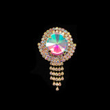 Crystal Rhinestone Buckle with AB Stone and Rhinestone Fringe, RB-052